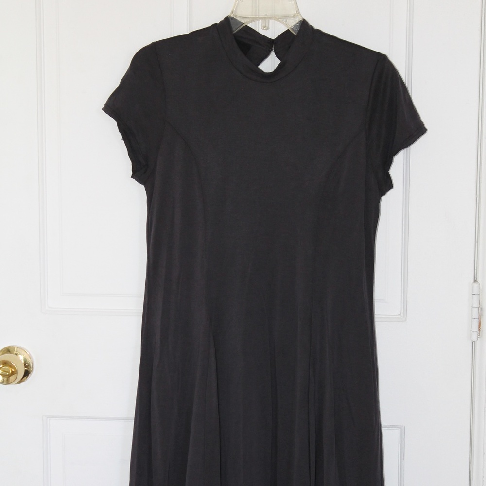 Dark Grey Shift Dress with Keyhole Back